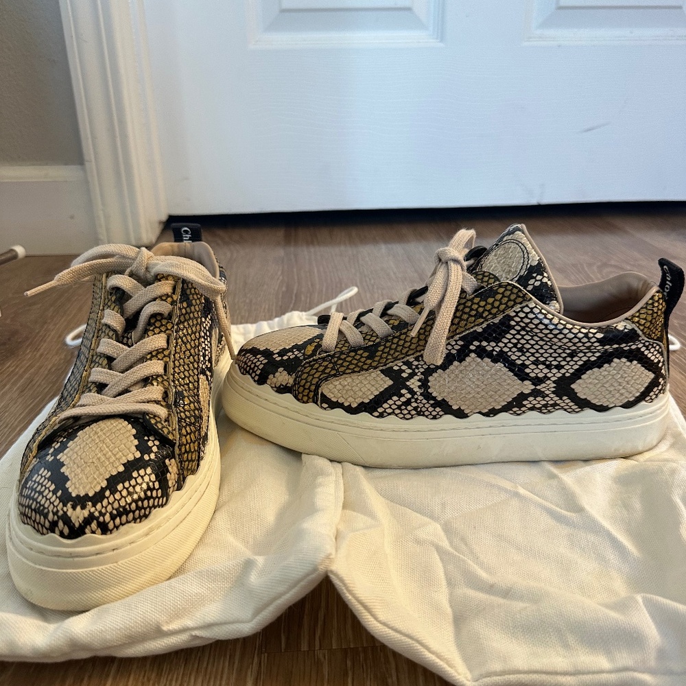 Chloe Lauren Snakeskin Sneakers
